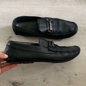 Moreschi Nassau Deerskin Driving Loafers Black size 10 1/2 leather logo
